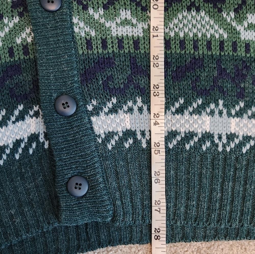 Estate Vintage 90s Sweater Vest Button Front Cardigan Geometric Print Size M - Picture 8 of 10